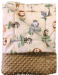  Minky baba takaró barna - bézs szafari bébik mintás 75 x 100 cm -es
