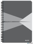 Leitz Spirálfüzet, A5, kockás, 90 lap, PP borító, LEITZ 'Office', szürke (44981085)