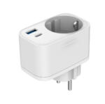 Gembird TA-ACPDQC20-01-W 2-port USB fast charger with pass-through AC socket 20W White (TA-ACPDQC20-01-W) - bolt