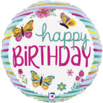  Happy Birthday Butterflies mini fólia lufi 19 cm (WP)