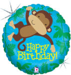  Happy Birthday Monkey Buddy Holo fólia lufi 46 cm