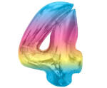  Színes 4-es Rainbow szám fólia lufi 92 cm