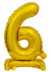  Arany B&C Gold mini 6-os szám fólia lufi talppal 38 cm