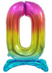  Színes Rainbow 0-ás szám fólia lufi talppal 74 cm