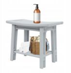  56*32*46 cm-es Fürdőszobai Műanyag Zuhanyzó Szék Polccal, Szürke (Plastic Shower Stool)