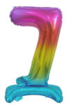 Színes Rainbow mini 7-es szám fólia lufi talppal 38 cm