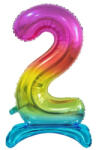  Színes Rainbow 2-es szám fólia lufi talppal 74 cm