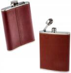 Gentelo Csípő Lombik, 240ml, rozsdamentes acél, stílusos, barna bőr (6_3092)