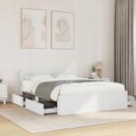 vidaXL Ágykeret fejtámlával, matrac nélkül, fehér, 120x200 cm (8721102855733)