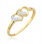 Tessoria Arany szív gyűrű két gyémánttal 0, 06ct pr. 585 (W-500)