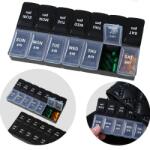  Gyógyszertartó 2 Rekeszes, 7 napos, fekete-fehér (KASETKA TYGODNIOWA NA LEKI 2W1 AM/PM)