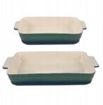 Bergner Téglalap alakú kőedény sütőedény 2 db-os szett Excalibur zöld (DKD)