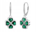 Silvego Ezüst lógós fülbevaló négylevelű lóherével, zöld cirkóniákkal