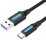 Vention Cablu USB 2.0 A la USB-C 5A 3m negru PVC
