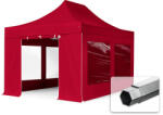 TOOLPORT Összecsukható pavilon, Aluminium, 3x4, 5m, 4 oldalpanellel együtt, piros Pavilon sátor, Piaci sátor, Pop up sátor - (600206)