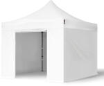 TOOLPORT Összecsukható pavilon, acél, 3x3m, 4 oldalpanellel együtt, fehér Pavilon sátor, Piaci sátor, Pop up sátor - (600037)