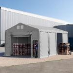 TOOLPORT Ipari sátor, 5x8m, PVC ponyva, szürke, padlókerettel, statikai megerősítéssel (beton alap) Raktár sátor - (94016)