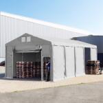 TOOLPORT Ipari sátor, 5x10m, PVC ponyva, szürke, padlókerettel, statikai megerősítéssel (föld alap) Raktár sátor - (93785)