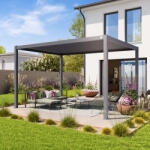 PRIMEYARD 3x4m Pergola, lamellás tetővel, gyöngyházszürke Bioklimatikus pergola - (400107)