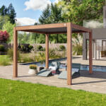 PRIMEYARD 3x3m Pergola, lamellás tetővel, tölgyfa kinézet Bioklimatikus pergola - (400115)