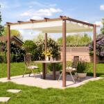 PRIMEYARD 3x3m Pergola, fa hatású, napvitorla, pezsgő szín Bioklimatikus pergola - (400101)