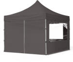 TOOLPORT Összecsukható pavilon, Aluminium, 3x3m, 4 oldalpanellel együtt, sötétszürke Pavilon sátor, Piaci sátor, Pop up sátor - (59006)