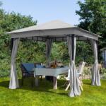 TOOLPORT Kerti pavilon, 3x3m, anyagtető, 4 oldalpanellel együtt, stone Szanetli, Kerti gazebo - (300040)