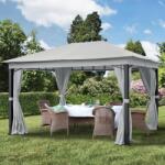 TOOLPORT Kerti pavilon, 3x4m, anyagtető, 4 oldalpanellel együtt, stone Szanetli, Kerti gazebo - (300046)