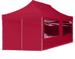 TOOLPORT Összecsukható pavilon, Aluminium, 3x6m, 4 oldalpanellel együtt, piros Pavilon sátor, Piaci sátor, Pop up sátor - (59151)