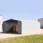 TOOLPORT Ponyva csarnok, 8x16m, PRIMEtex-ponyva, szürke, statikai megerősítéssel (beton alap) Ponyva raktár - (94236)