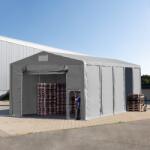 TOOLPORT Ipari sátor, 8x10m, PVC ponyva, szürke, padlókerettel, statikai megerősítéssel (beton alap) Raktár sátor - (94050)