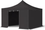 TOOLPORT Összecsukható pavilon, Aluminium, 4x4m, 4 oldalpanellel együtt, fekete Pavilon sátor, Piaci sátor, Pop up sátor - (600175)