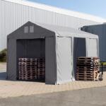 TOOLPORT Ipari sátor, 4x6m, PVC ponyva, szürke, padlókerettel, statikai megerősítéssel (beton alap) Raktár sátor - (94008)