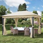 TOOLPORT Kerti pavilon, 3x4m, anyagtető, 4 oldalpanellel együtt, pezsgő szín Szanetli, Kerti gazebo - (300173)