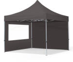 TOOLPORT Összecsukható pavilon, Aluminium, 3x3m, 2 oldalpanellel együtt, sötétszürke Pavilon sátor, Piaci sátor, Pop up sátor - (59005)