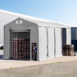 TOOLPORT Ipari sátor, 5x10m, PVC ponyva, szürke, padlókerettel, statikai megerősítéssel (beton alap) Raktár sátor - (94022)