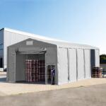 TOOLPORT Ipari sátor, 8x16m, PVC ponyva, szürke, padlókerettel, statikai megerősítéssel (beton alap) Raktár sátor - (94272)