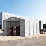 TOOLPORT Ipari sátor, 8x24m, PVC ponyva, szürke, padlókerettel, statikai megerősítés nélkül Raktár sátor - (94248)