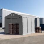 TOOLPORT Ipari sátor, 5x10m, PVC ponyva, szürke, padlókerettel, statikai megerősítés nélkül Raktár sátor - (79807)