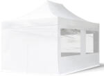 TOOLPORT Összecsukható pavilon, acél, 3x4, 5m, 4 oldalpanellel együtt, fehér Pavilon sátor, Piaci sátor, Pop up sátor - (59049)