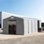 TOOLPORT Ipari sátor, 8x12m, PVC ponyva, szürke, padlókerettel, statikai megerősítés nélkül Raktár sátor - (79859)