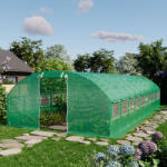 TOOLPORT Fóliás melegház, 4x10m, PE ponyva, zöld Fólia sátor - (8939)
