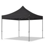 TOOLPORT Összecsukható pavilon, acél, 3x3m, oldalpanelek nélkül, fekete Pavilon sátor, Piaci sátor, Pop up sátor - (600106)