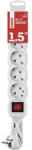 EMOS Kábel hosszabbító EMOS 5 aljzat 1, 5m kapcsolóval fehér (1922150154)