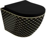 Spectrum Set vas WC suspendat Spectrum, Trendi Slim, rimless, cu capac soft close, negru-auriu (35450)