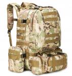 Sersimo Katonai hátizsák túrázáshoz, vízálló, ultrakönnyű, 4 az 1-ben, 50 liter, harci terepszínű (GO-K403F-2855)