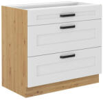TEMPO KONDELA Alsó szekrény, fehér/artisan tölgy, LULA 80 D 3S BB (362695)