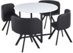 TEMPO KONDELA Étkező szett 1+4, fehér/fekete, BEVAN NEW (354698)