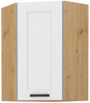 TEMPO KONDELA Felső szekrény sarokba, fehér/artisan tölgy, LULA 58x58 GN-90 1F (362739)