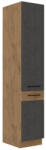 TEMPO KONDELA Magas szekrény, szürke matt/tölgy lancelot, VEGA 40 DK-210 2F (239373)